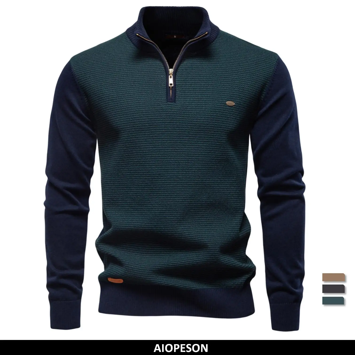 AIOPESON Men's Striped Sweater Solid Color Knit Pullover Warm Luxury Cotton Autumn Winter Casual Turtleneck Mens Sweaters